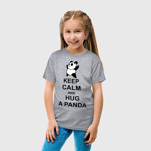 Детская футболка Keep Calm & Hug A Panda / Меланж – фото 4