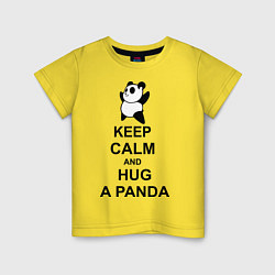 Футболка хлопковая детская Keep Calm & Hug A Panda, цвет: желтый