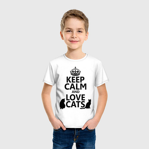 Детская футболка Keep Calm & Love Cats / Белый – фото 3