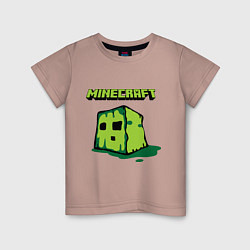 Футболка хлопковая детская Minecraft Creeper, цвет: пыльно-розовый