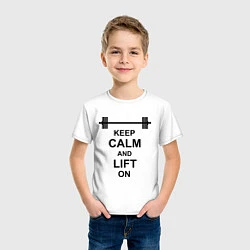 Футболка хлопковая детская Keep Calm & Lift On, цвет: белый — фото 2