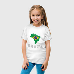 Футболка хлопковая детская Brazil Country, цвет: белый — фото 2