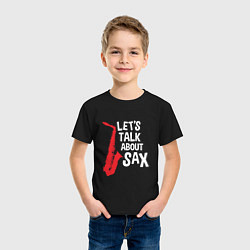 Футболка хлопковая детская Let's talk about sax, цвет: черный — фото 2