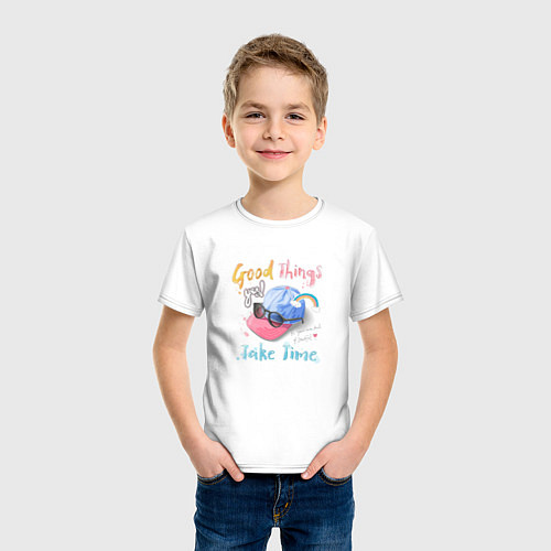 Детская футболка Good things take time / Белый – фото 3