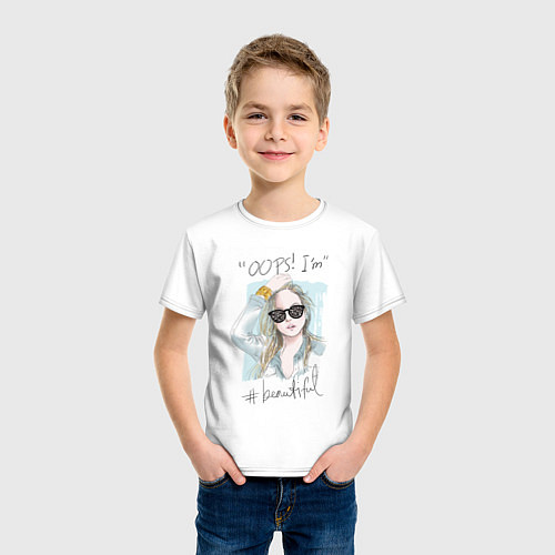 Детская футболка I'm beautiful / Белый – фото 3