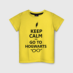 Футболка хлопковая детская Keep Calm & Go To Hogwarts, цвет: желтый
