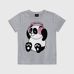 Футболка хлопковая детская Panda in headphones панда в наушниках, цвет: меланж