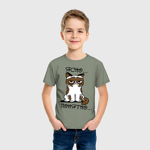 Детская футболка Ясно, понятно (грустный кот) / Авокадо – фото 3
