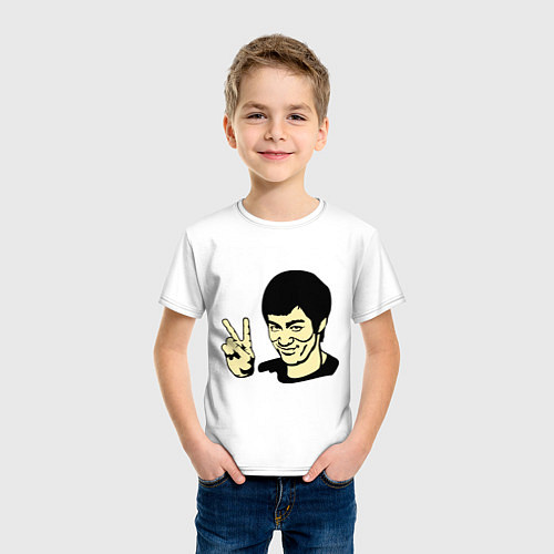 Детская футболка Позитивный Брюс Ли / Белый – фото 3