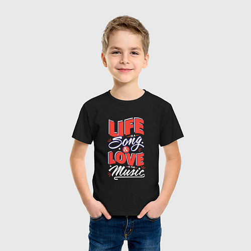 Детская футболка Life Song & Love Music / Черный – фото 3