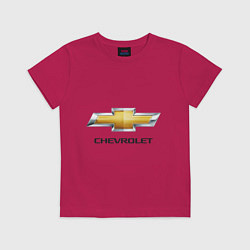 Футболка хлопковая детская Chevrolet логотип, цвет: маджента