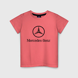 Футболка хлопковая детская Logo Mercedes-Benz, цвет: коралловый