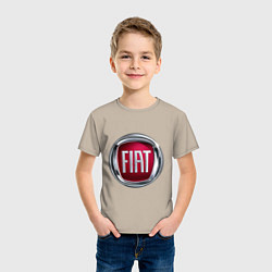 Футболка хлопковая детская FIAT logo, цвет: миндальный — фото 2