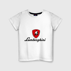 Футболка хлопковая детская Logo lamborghini, цвет: белый