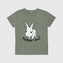 Футболка хлопковая детская Rabbit: follow me, цвет: авокадо