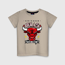 Футболка хлопковая детская Chicago Bulls est. 1966, цвет: миндальный