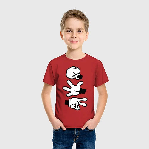 Детская футболка Rock paper scissors / Красный – фото 3