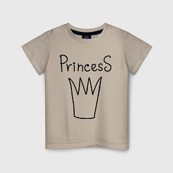 Футболка хлопковая детская PrincesS picture, цвет: миндальный