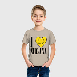 Футболка хлопковая детская I love Nirvana, цвет: миндальный — фото 2