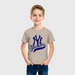Футболка хлопковая детская NY - Yankees, цвет: миндальный — фото 2