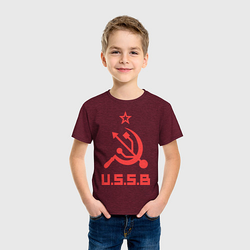 Детская футболка USSB / Меланж-бордовый – фото 3