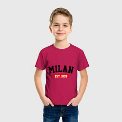 Футболка хлопковая детская FC Milan Est. 1899, цвет: маджента — фото 2