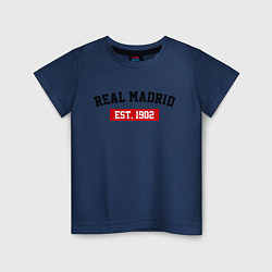 Футболка хлопковая детская FC Real Madrid Est. 1902, цвет: тёмно-синий