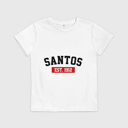 Футболка хлопковая детская FC Santos Est. 1912, цвет: белый