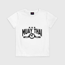 Футболка хлопковая детская Muay thai boxing, цвет: белый