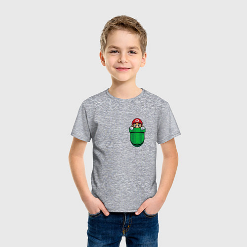 Детская футболка Марио в кармане / Меланж – фото 3