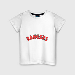 Футболка хлопковая детская Texas Rangers logotype, цвет: белый