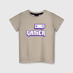 Футболка хлопковая детская Twitch Gamer, цвет: миндальный