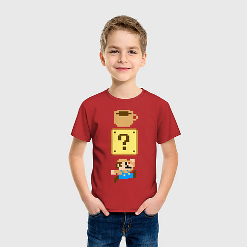 Детская футболка Любитель кофе Марио / Красный – фото 3