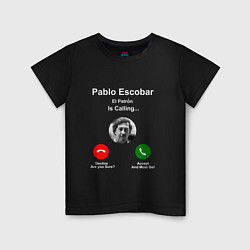 Футболка хлопковая детская Escobar is calling, цвет: черный