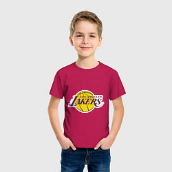 Футболка хлопковая детская LA Lakers, цвет: маджента — фото 2