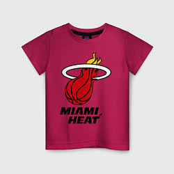 Футболка хлопковая детская Miami Heat-logo, цвет: маджента