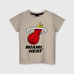 Футболка хлопковая детская Miami Heat-logo, цвет: миндальный