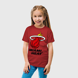 Футболка хлопковая детская Miami Heat-logo, цвет: красный — фото 2