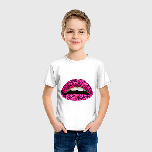 Детская футболка Pink leopard lips / Белый – фото 3