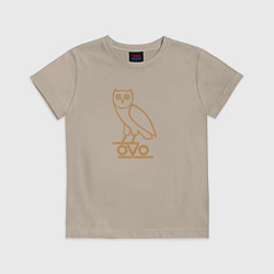 Футболка хлопковая детская OVO Owl, цвет: миндальный