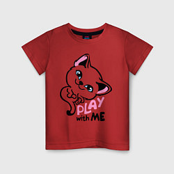 Футболка хлопковая детская Cat: Play with me, цвет: красный