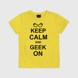 Футболка хлопковая детская Кeep calm and geek on, цвет: желтый