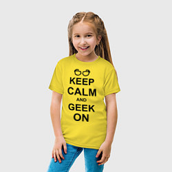 Футболка хлопковая детская Кeep calm and geek on, цвет: желтый — фото 2