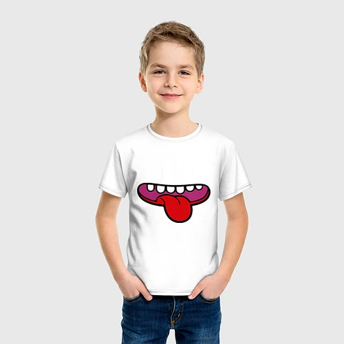 Детская футболка Зубастый рот и язычок / Белый – фото 3