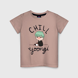 Футболка хлопковая детская Chill Yoongi, цвет: пыльно-розовый