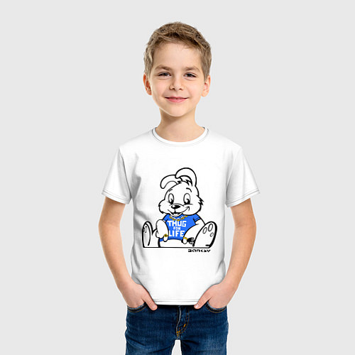 Детская футболка Кролик Бэнкси / Белый – фото 3