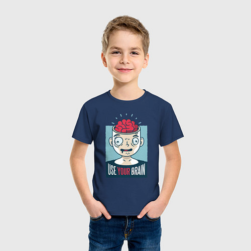 Детская футболка Use your brain / Тёмно-синий – фото 3