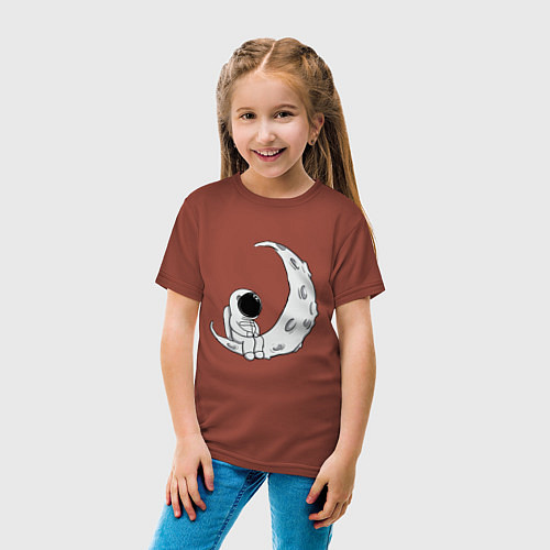 Детская футболка Космонавт на Луне / Кирпичный – фото 4