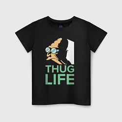 Футболка хлопковая детская Zoidberg: Thug Life, цвет: черный