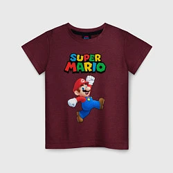 Футболка хлопковая детская Super Mario, цвет: меланж-бордовый